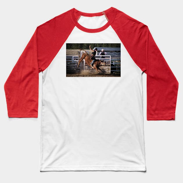 Rodeo Bull Rider Baseball T-Shirt by colorful